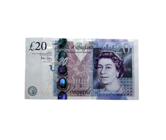 Counterfeit 20 pound banknote